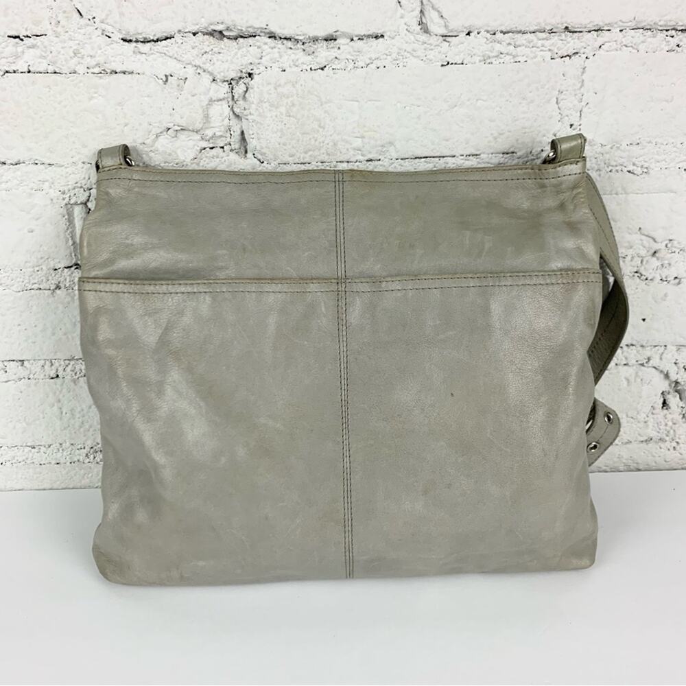 Hobo Lorna Grey Leather Zip Front Crossbody Bag Purse - Picture 8 of 12